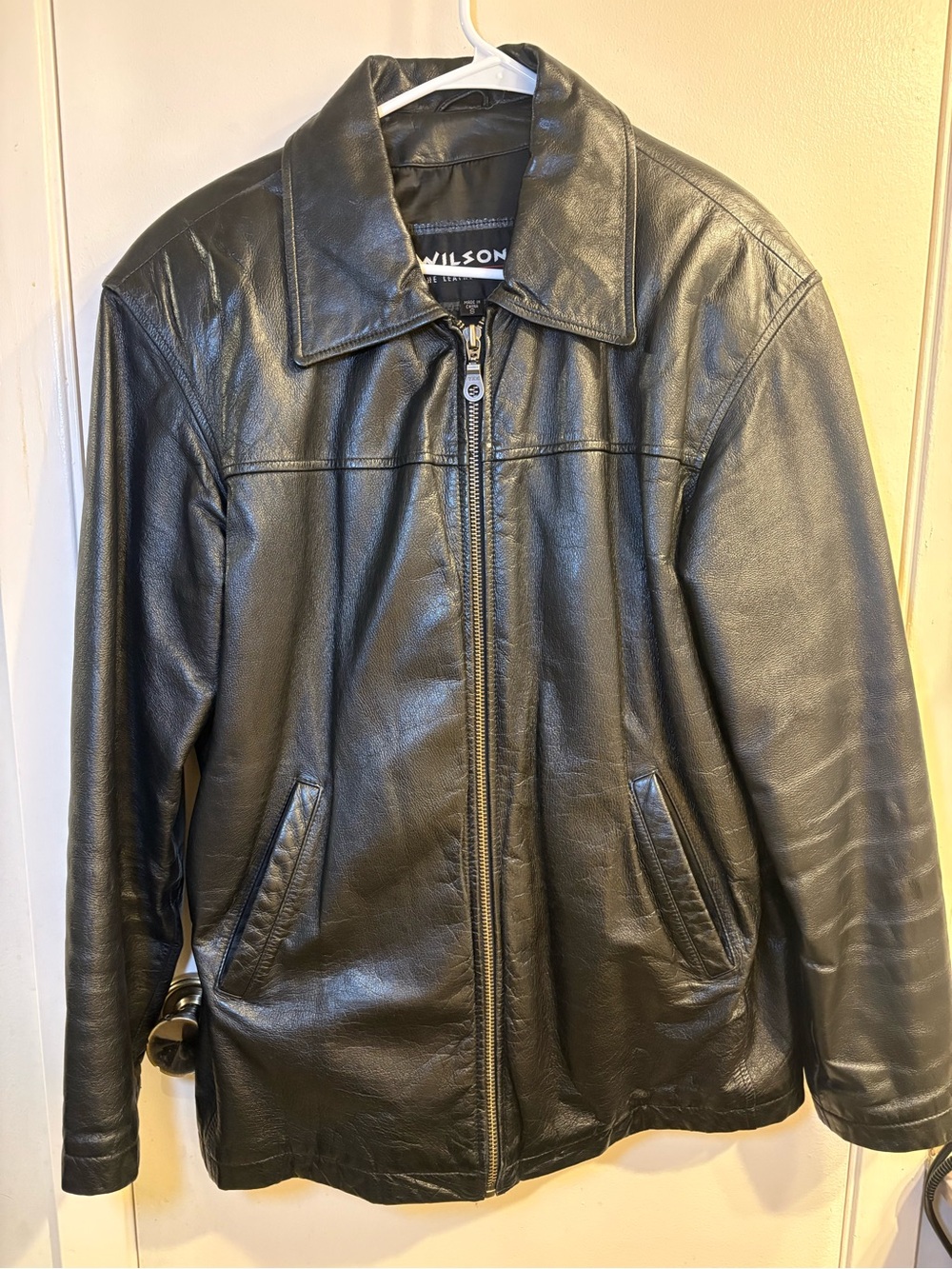 Wilsons Men's Black Leather Jacket Small Thinsulate Insulated Full Zip Lined